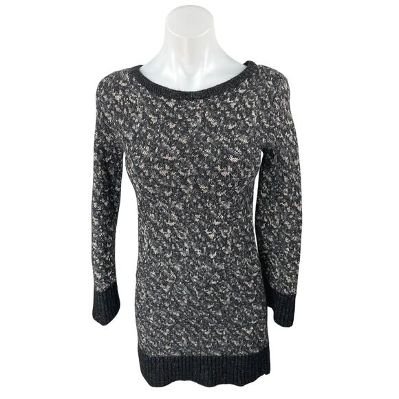 Rag & Bone Black Beige Merino Wool Knit Long Sleeve Mini Sweater Dress Size XS - Picture 1 of 5